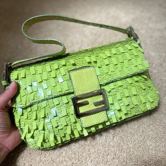 SOLD Fendi Baguette Green Sequins - Picture 5 of 16